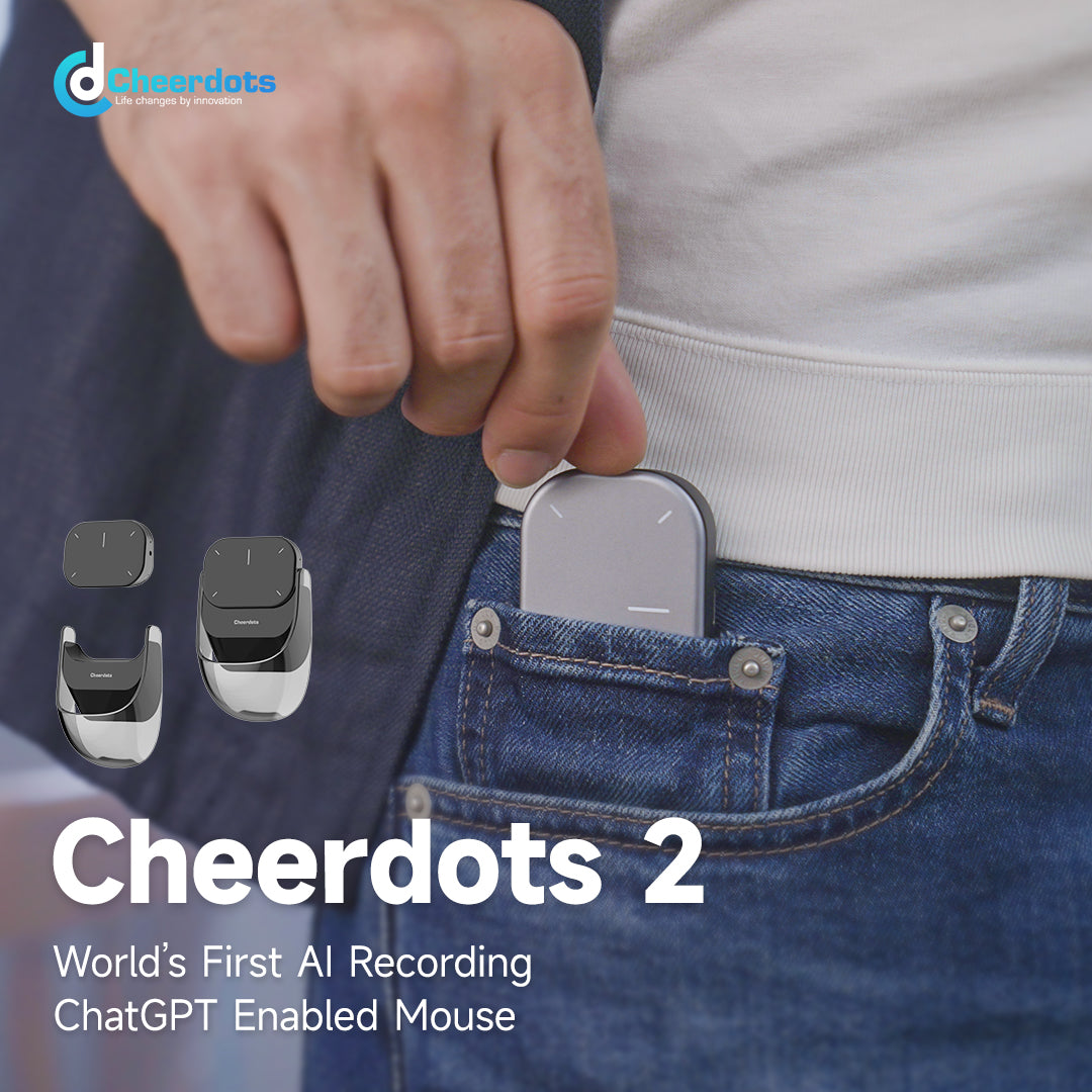 Cheerdots2 AI Wireless Air Mouse with Voice Recording, ChatGPT Enabled, Detachable Touchpad, Presenter Remote & Laser Pointer