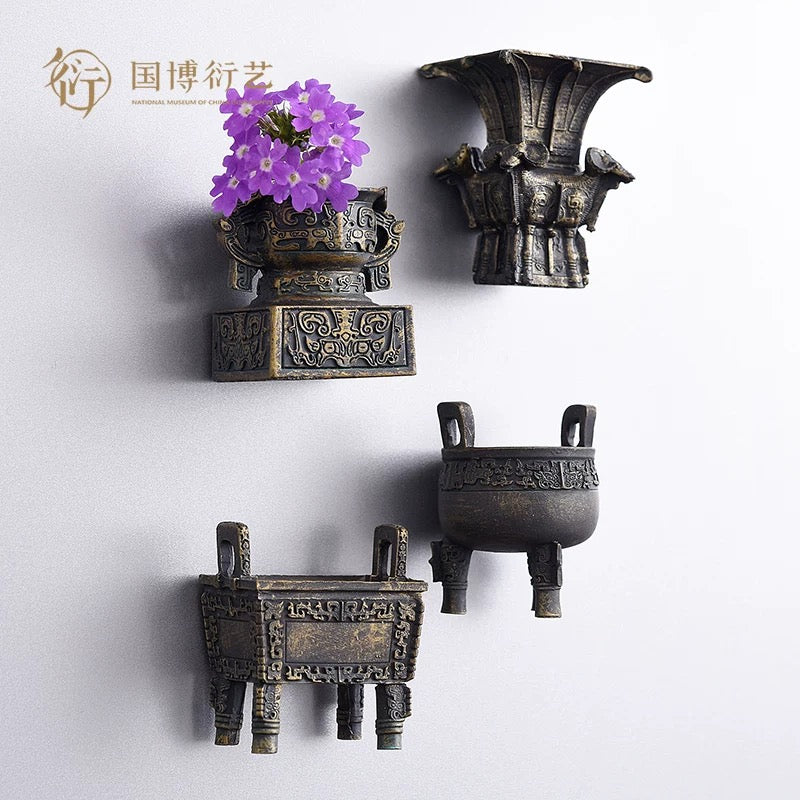 National Museum of China 3D Bronze Ware Mini Planter Fridge Magnet Set Creative Fridge Magnet Souvenir Gift