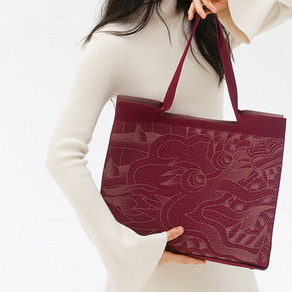 Year Of The Dragon Pattern Knitted Tote Bag