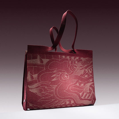 Year Of The Dragon Pattern Knitted Tote Bag