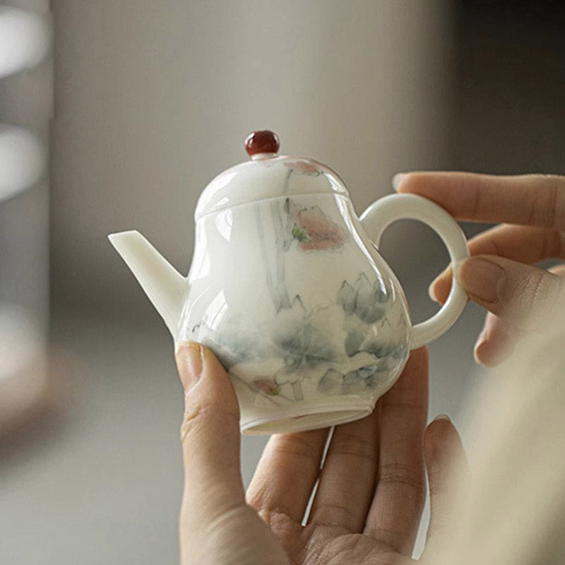 Hand-painted White Porcelain Teapot