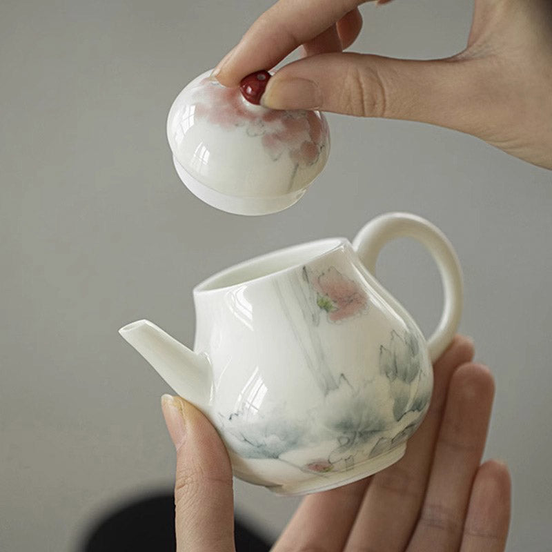 Hand-painted White Porcelain Teapot