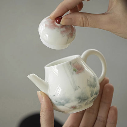 Hand-painted White Porcelain Teapot