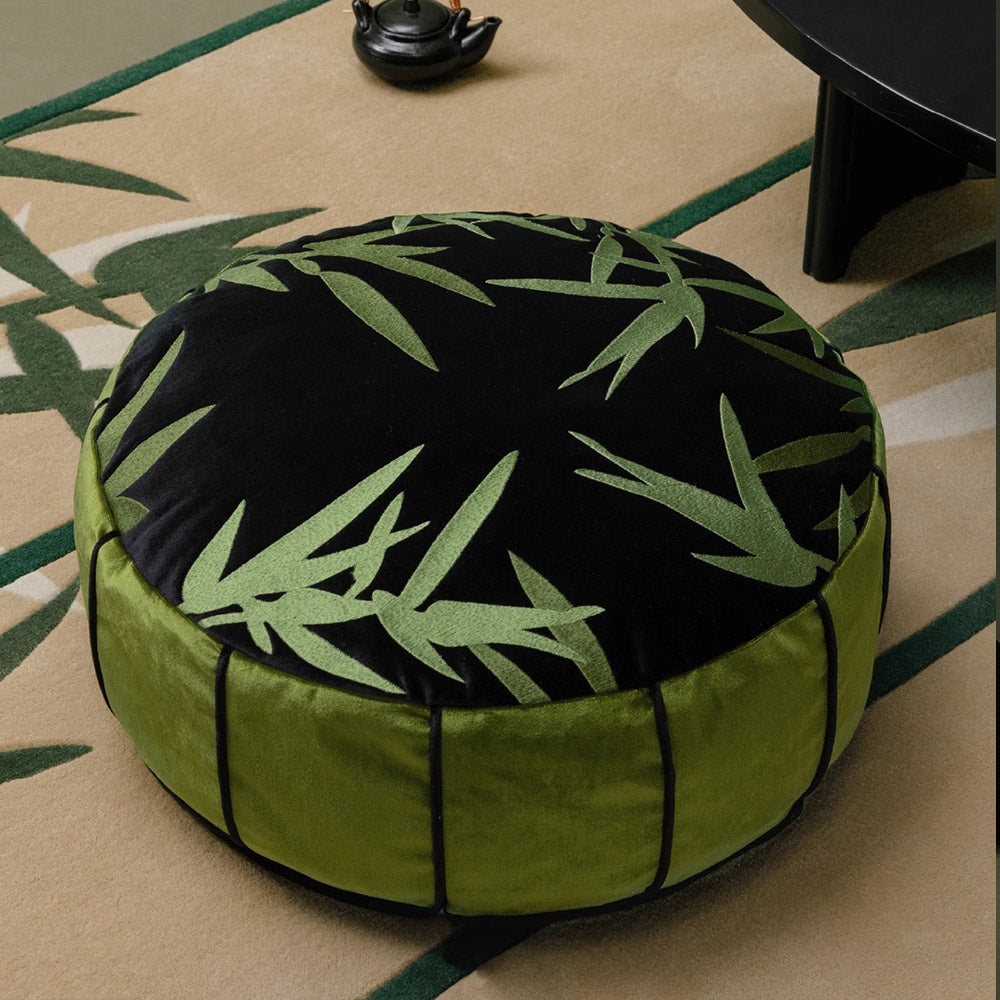 Bamboo Embroidery Pouf