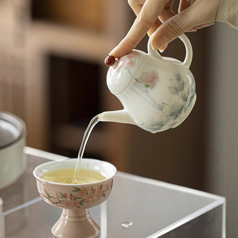 Hand-painted White Porcelain Teapot