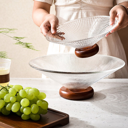 Wooden Footed Glass Bowl