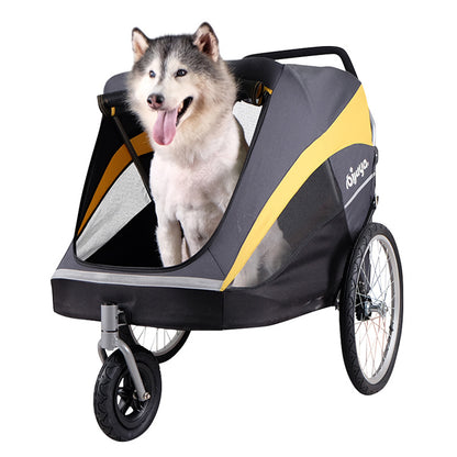 Ibiyaya FS2180 Gold Bus Pet Stroller Large Dog Going Out Trolley Golden Retriever etc