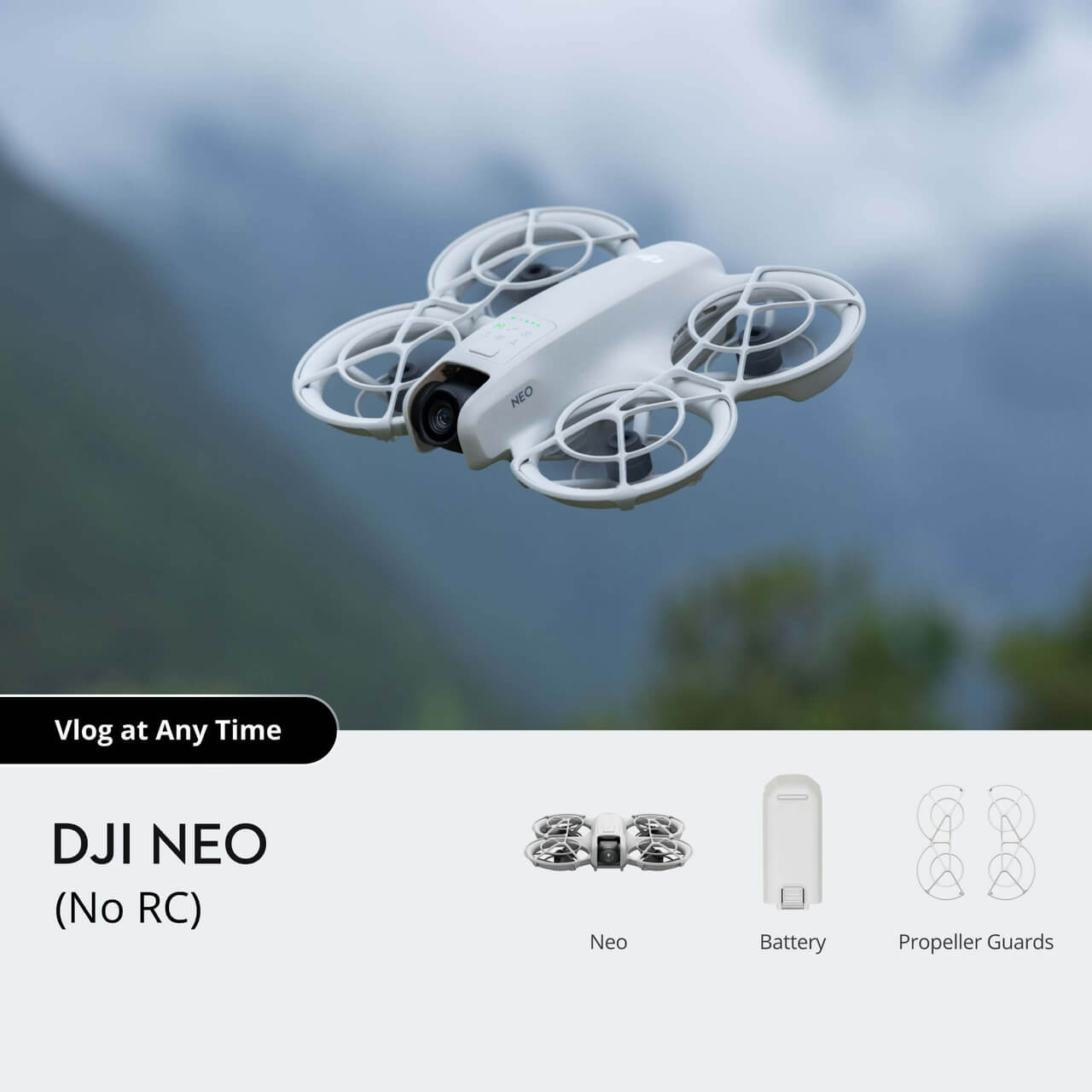 DJI Neo, Mini Drone with 4K UHD Camera for Adults, 135g Self Flying Drone that Follows You, Palm Takeoff, AI Subject Tracking, QuickShots, Stabilized Video, Built-In Propeller Guard (No RC)