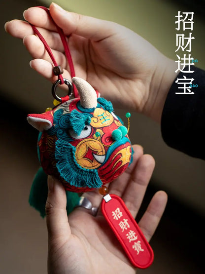 Pixiu Auspicious Beast | Hand-Embroidered Mini Amulet Pouch