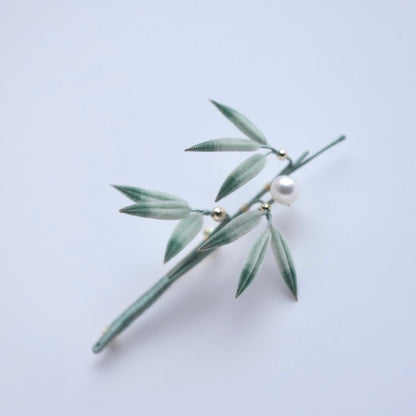 Mini Bamboo Leaf Velvet Flower Brooch | Gentle yet resilient bamboo and moon  intangible cultural heritage, handcrafted velvet flowers