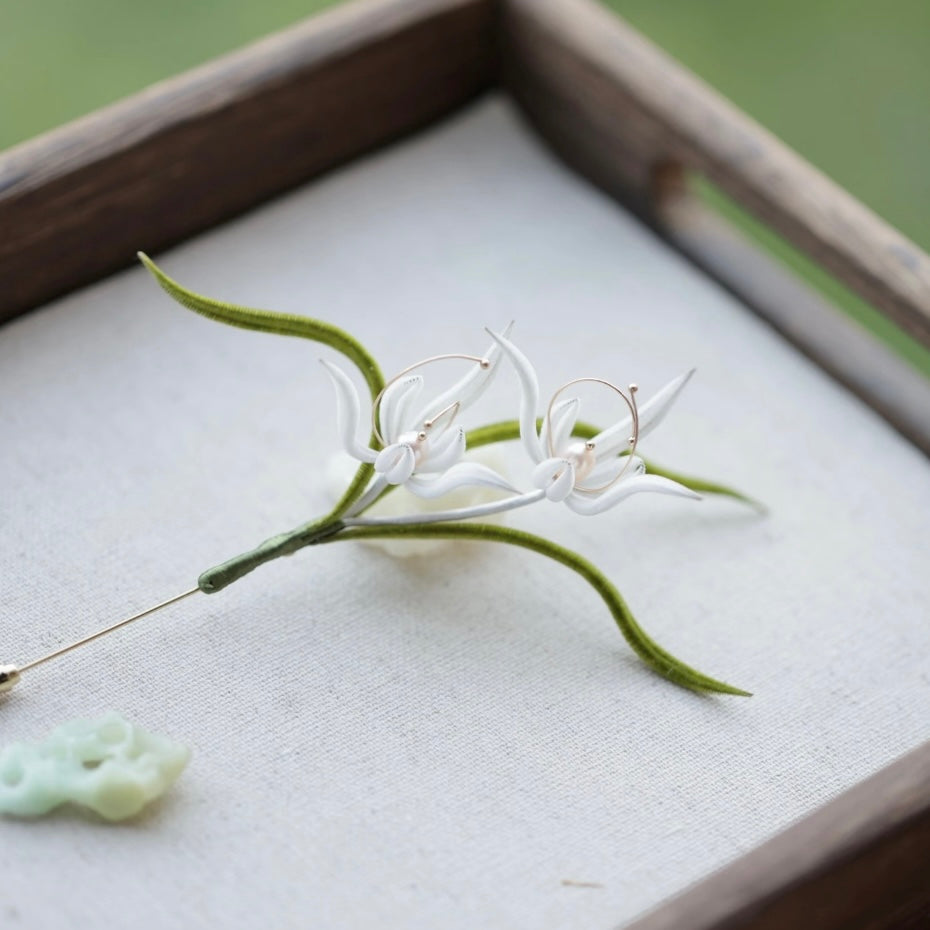 Secluded Orchid Velvet Flower Brooch | Elegant Orchid Brooch | Handmade Silk Velvet Flower Brooch