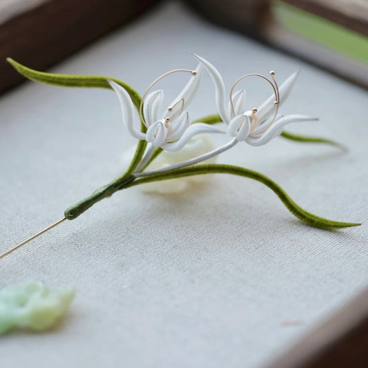 Secluded Orchid Velvet Flower Brooch | Elegant Orchid Brooch | Handmade Silk Velvet Flower Brooch