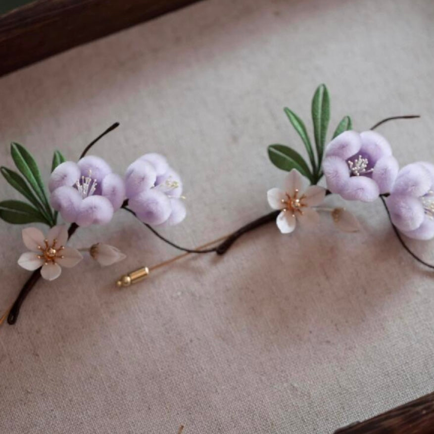 Mini Plum Blossom Brooch | Handmade Silk Velvet Flower Brooch