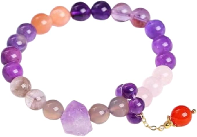 Putuoshan Nine Purple Fire Transfer Hand String,Natural Stone Bracelet, Purple Crystal, Hand String Bracelet