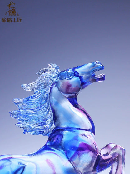 Glazed horse ornaments, crystal handicrafts, living room, entrance, office, desktop decorations, opening gifts, light luxury and high-end