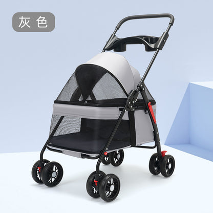 Pet strollers, dogs, cats, teddy baby strollers, small pet carts are lightweight, foldable, and outdoor travel