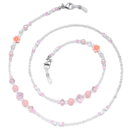 jewelry glass rice beads colored bead glasses chain women's pink flower snow chain