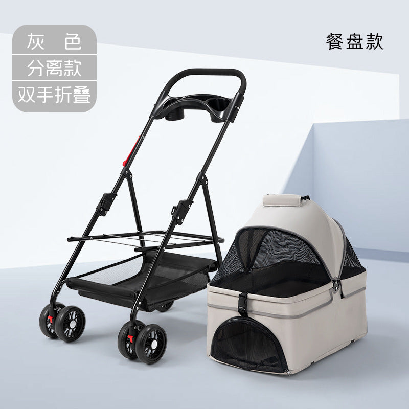 Pet strollers, dogs, cats, teddy baby strollers, small pet carts are lightweight, foldable, and outdoor travel