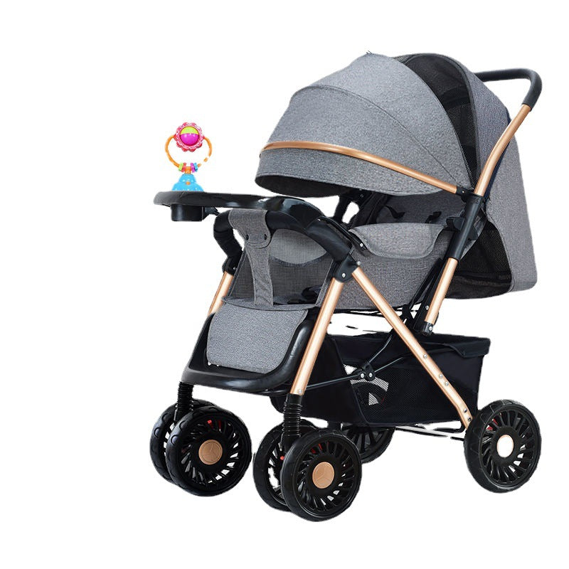 Folding baby stroller can sit on people, can lie down, light four-wheel shock absorption, walking baby artifact, baby stroller, out of the stroller