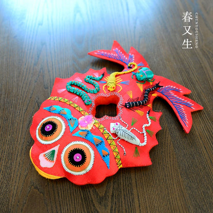 Zhongpu folk art spring and hand-embroidered five poisonous frog ear pillow collections, folk ornaments, traditional culture and art