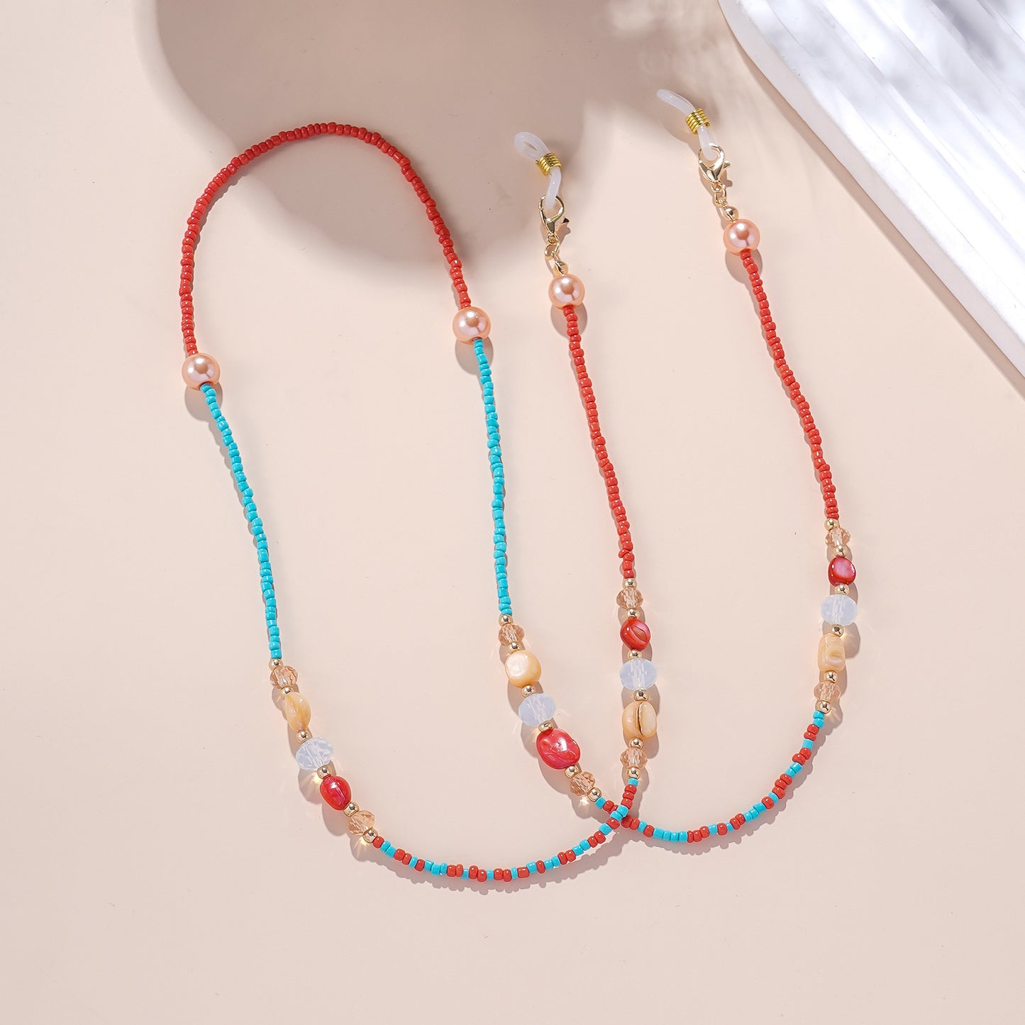 jewelry glass rice beads colored bead glasses chain women's pink flower snow chain