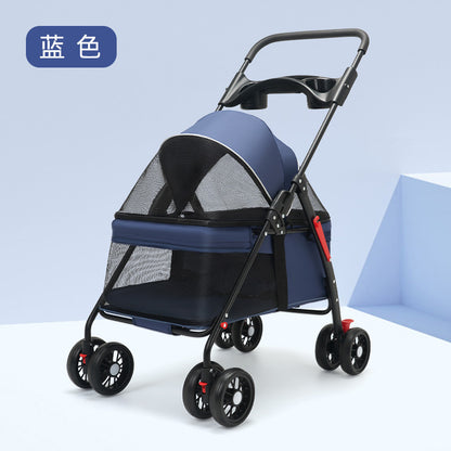 Pet strollers, dogs, cats, teddy baby strollers, small pet carts are lightweight, foldable, and outdoor travel