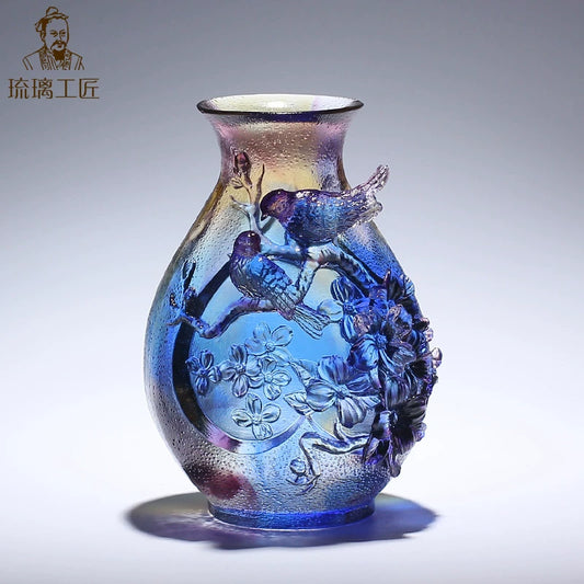 High-end handmade ancient glaze, happy eyebrows, plum blossom vase ornaments, new home housewarming gifts, living room home decorations