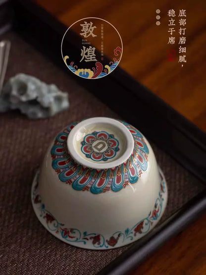 Dunhuang Cultural and Creative Fuling Pattern Color Cup Creative Ceramic Teacup Tea Set Gift Box for Teacher Graduation Father's Day Gift