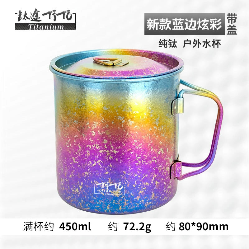 Titanium TiTo pure titanium water cup folding cup portable outdoor cup can boil water camping titanium cup single-layer cup set