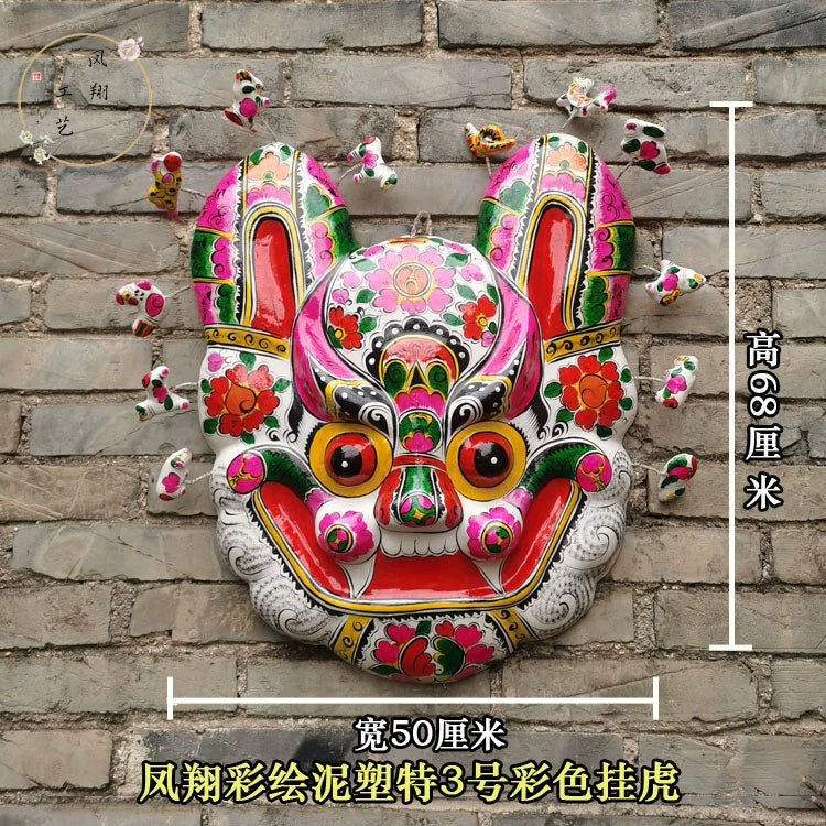 Shaanxi Fengxiang painted clay sculpture big hanging tiger handmade pendant Chinese style gift intangible cultural heritage