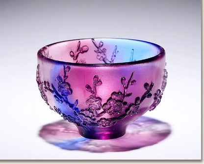 Intangible cultural heritage handmade ancient glazed plum orchid bamboo chrysanthemum bowl ornament set of high-end crystal Chinese style special gifts