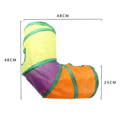 Pet cat tunnel cat rainbow three-channel interactive cat toy drill bucket foldable cat toy