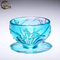 Intangible cultural heritage handmade ancient glazed plum orchid bamboo chrysanthemum bowl ornament set of high-end crystal Chinese style special gifts