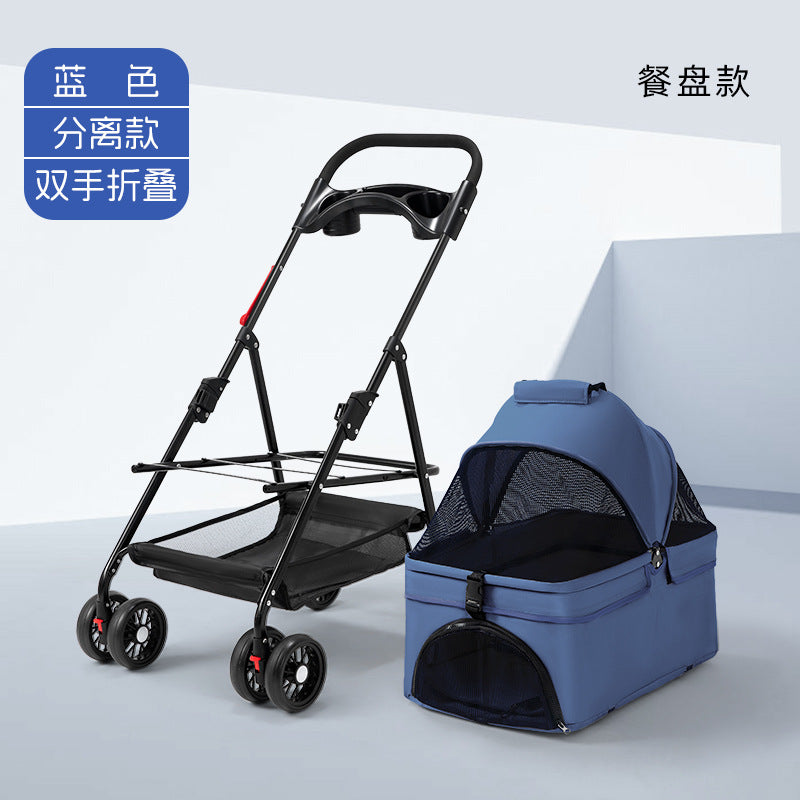 Pet strollers, dogs, cats, teddy baby strollers, small pet carts are lightweight, foldable, and outdoor travel