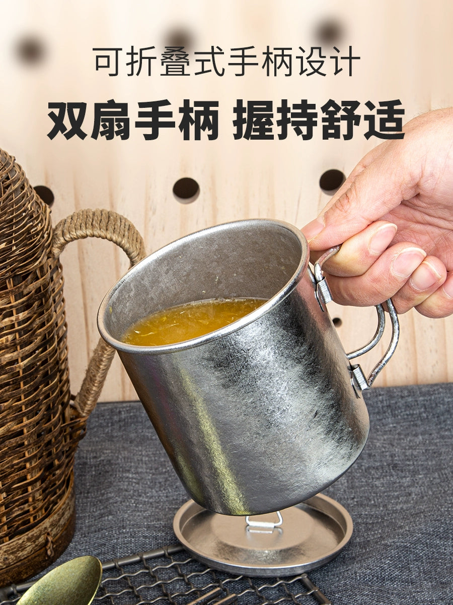 Titanium TiTo pure titanium water cup folding cup portable outdoor cup can boil water camping titanium cup single-layer cup set