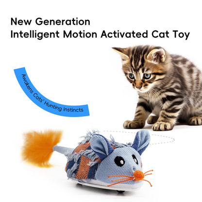 Cross-border custom tail swing electric teasing cat and mouse, automatic tail wagging, simulated mouse to relieve boredom, simulated cat toy plush