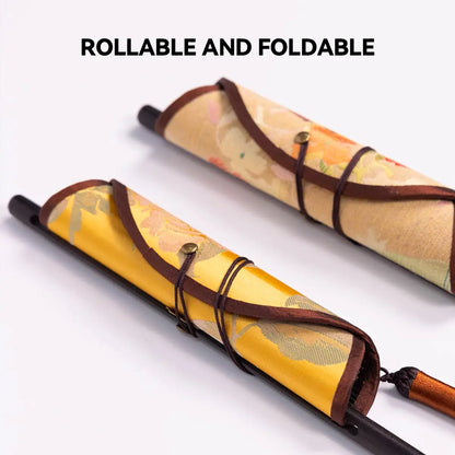 Yunjin Waist Fan,Rollable and Foldable,Traditional Accessory for Hanfu and Cheongsam