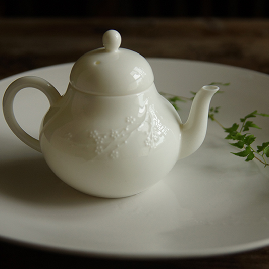 Traditional White Porcelain Handmade Teapot