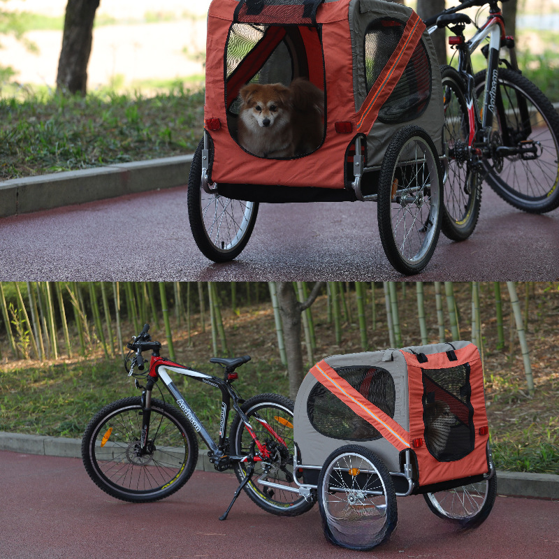 Amazon Cross-border Large Pet Bike Trailer Cat Dog Cart Folding Outdoor Riding Travel Trailer