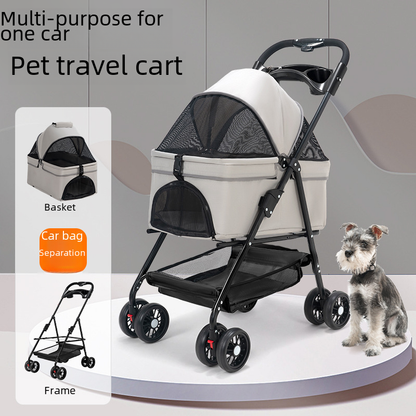 Pet strollers, dogs, cats, teddy baby strollers, small pet carts are lightweight, foldable, and outdoor travel