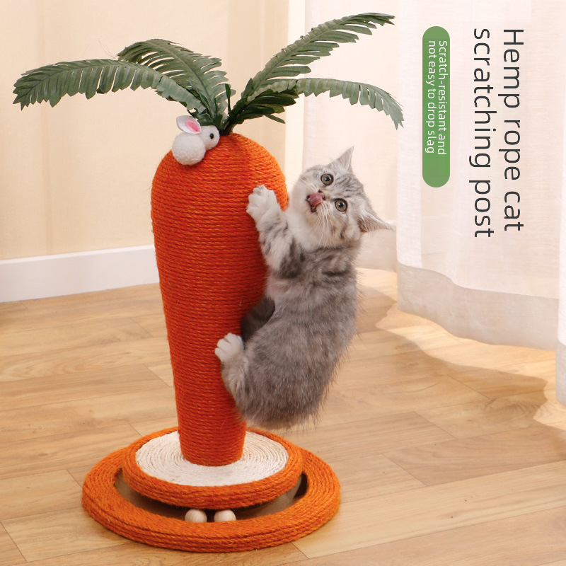 Sisal cat scratching column, carrot cat scratching board, cat climbing frame, integrated wear-resistant, non-crumb, vertical cat scratching board, grinding claw toys